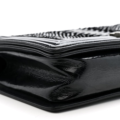 Chanel Patent Calfskin Snakeskin New Medium Boy Flap Black Silver 9 of 13