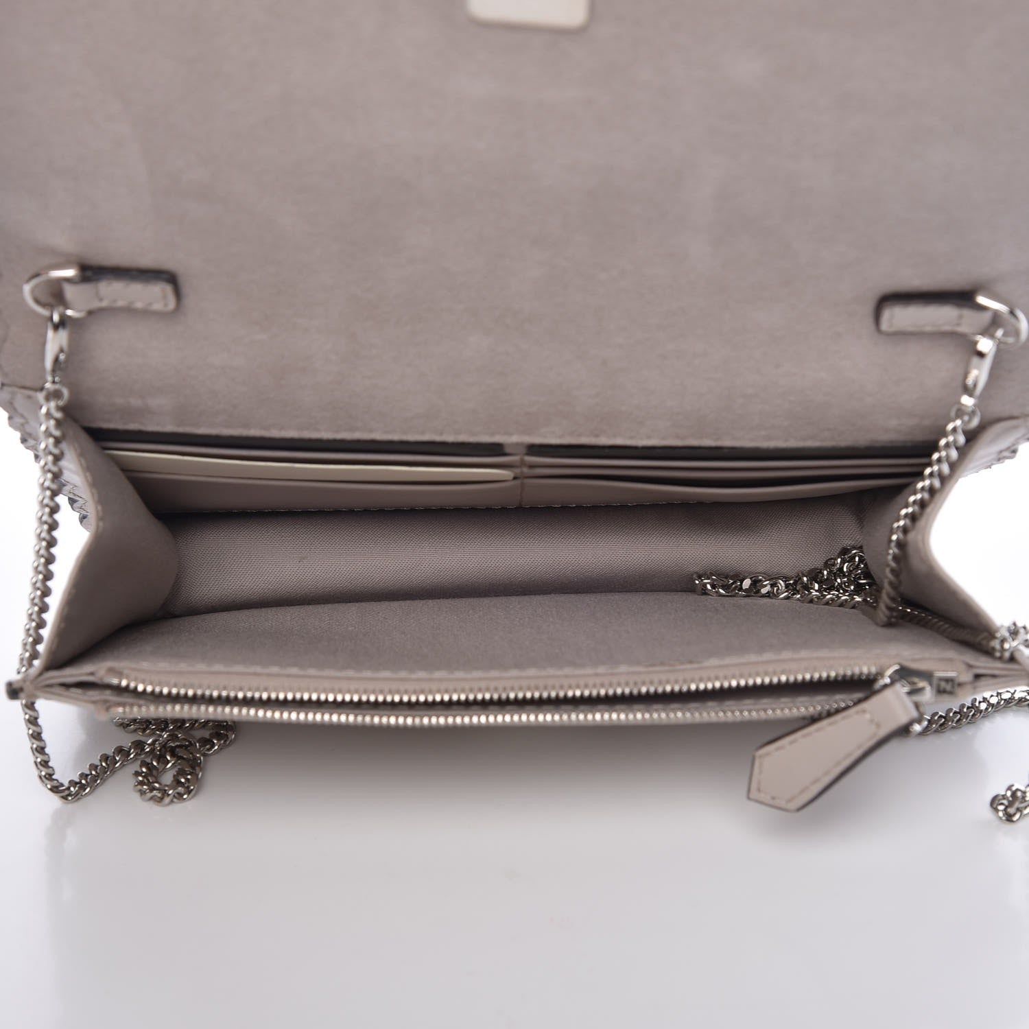 Fendi Vitello Century Lucido Nappa Hypnoteyes Scalloped Studded Tube Wallet on Chain Grigio Polvere Turchese Pallido Multicolor 5 of 11