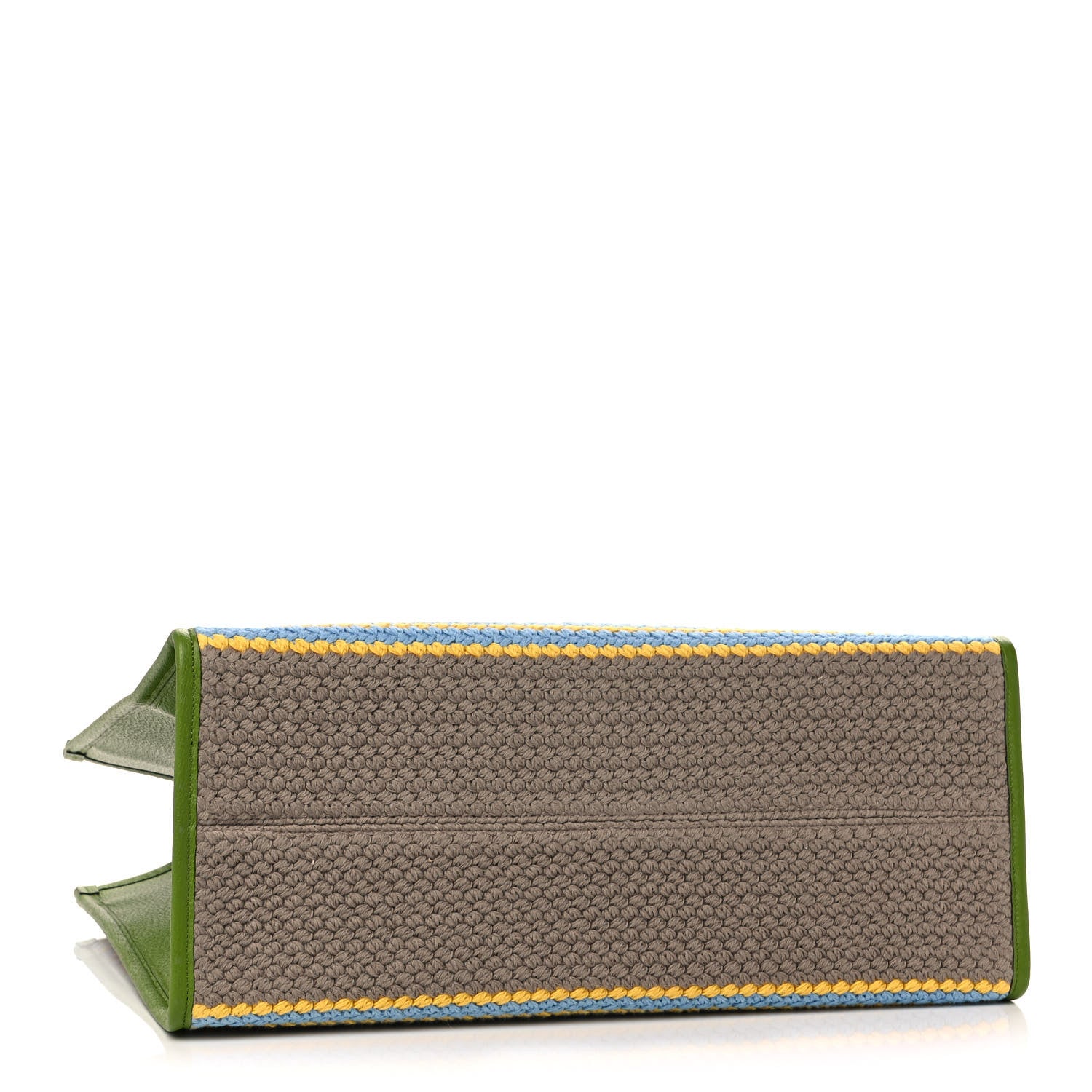 Gucci Fabric Embroidered Square G Forte Dei Marmi Striped Tote Bag Green Yellow 4 of 12