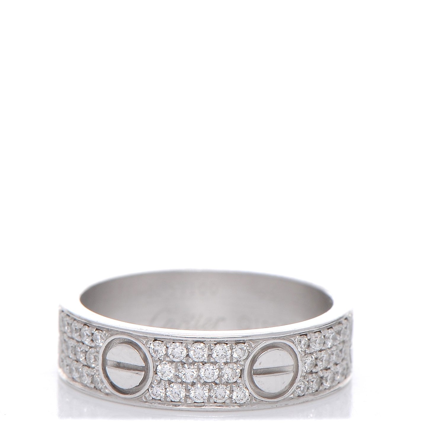 18K White Gold Diamond 5.5mm LOVE Wedding Paved Band Ring 56 7.5