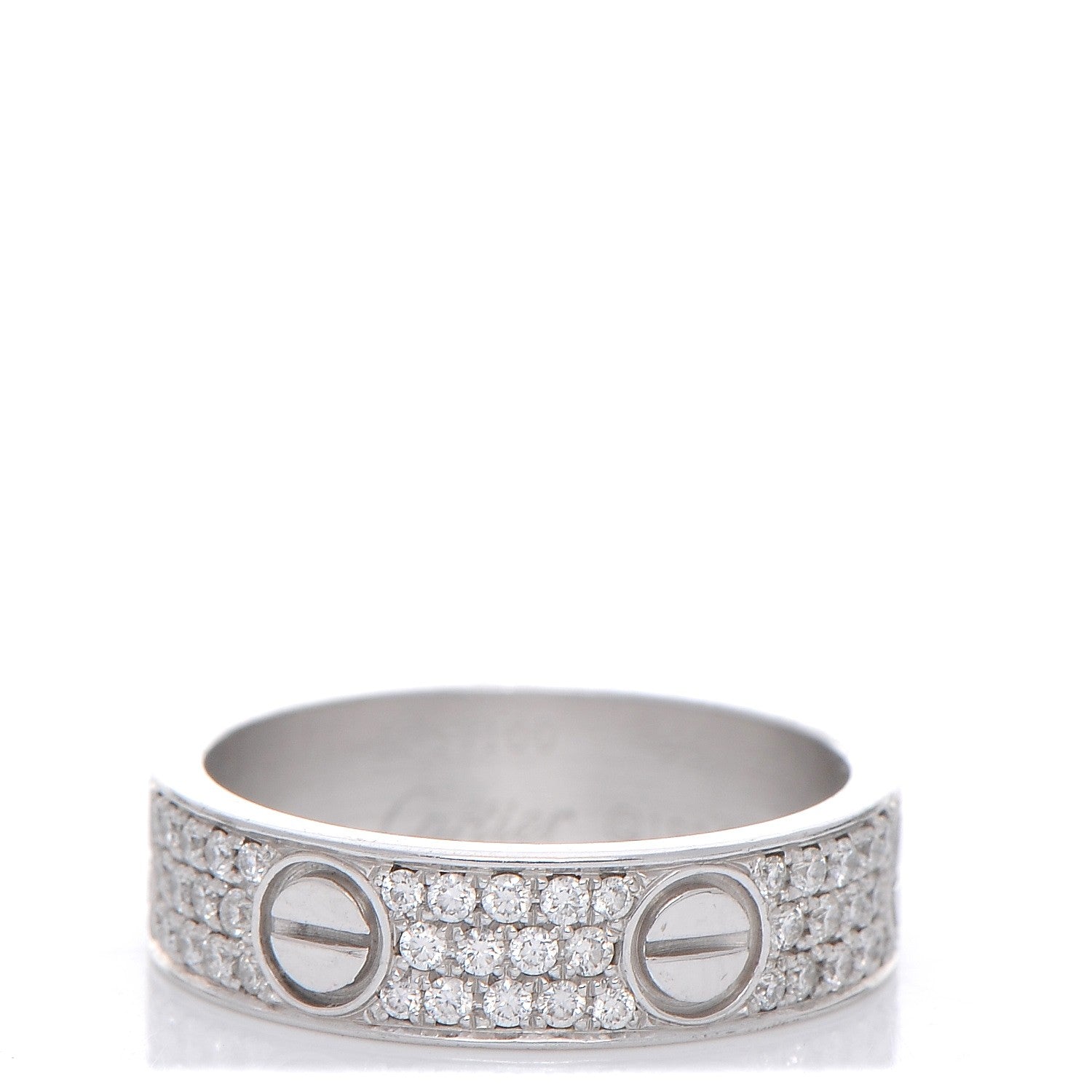 Cartier 18K White Gold Diamond 5.5mm LOVE Wedding Paved Band Ring 56 7.5 1 of 6