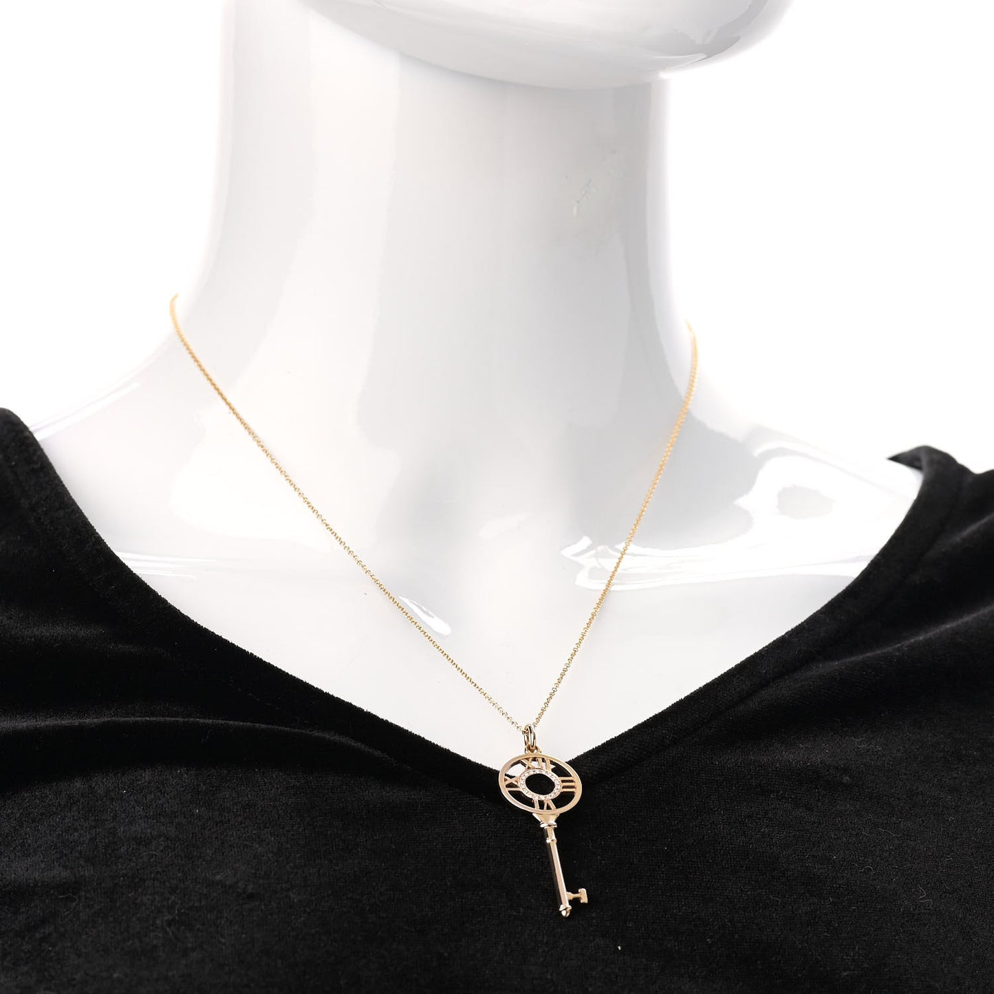 18K Rose Gold Diamond Atlas Key Pendant Necklace