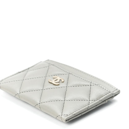 Chanel Lambskin Quilted Card Holder Grey 12 of 13