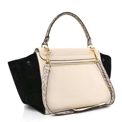 Celine Calfskin Suede Whipsnake Medium Trapeze Black White 2 of 12
