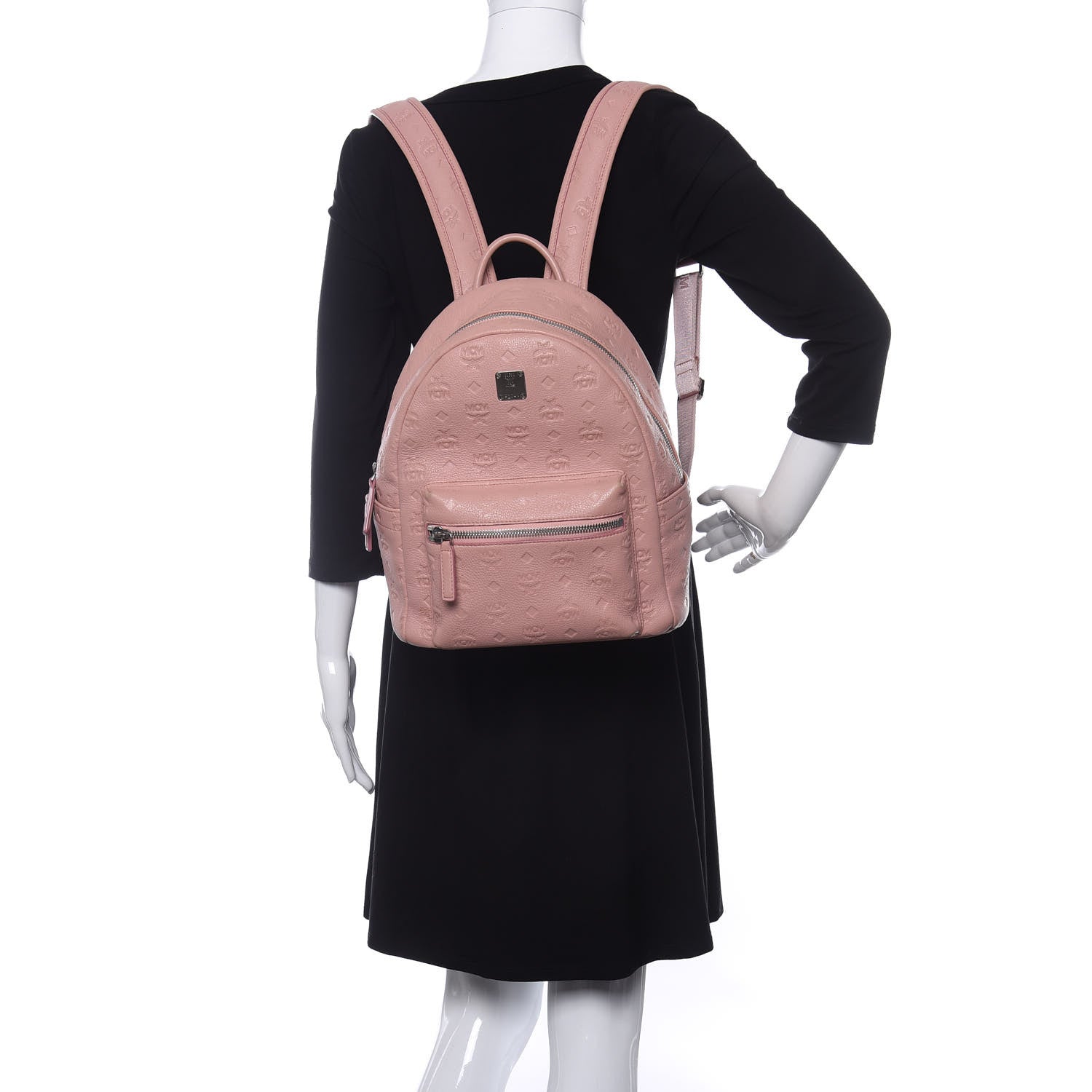 MCM Calfskin Ottomar Monogram Small Backpack Pink 2 of 15
