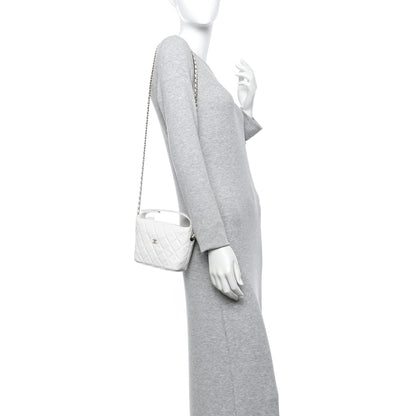 Chanel Caviar Quilted Hobo Clutch With Chain White 2 of 13