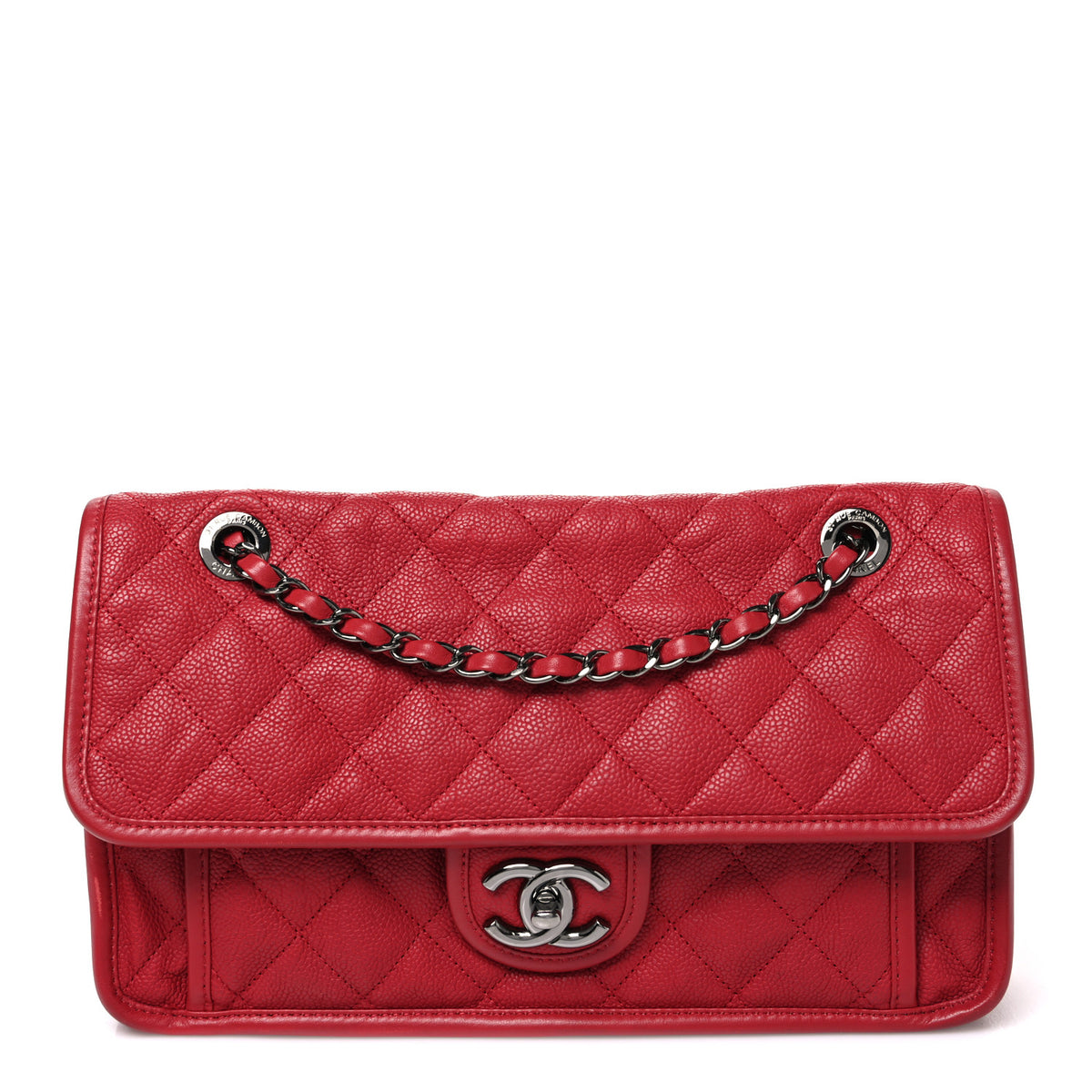 Caviar Quilted Medium French Riviera Flap Red