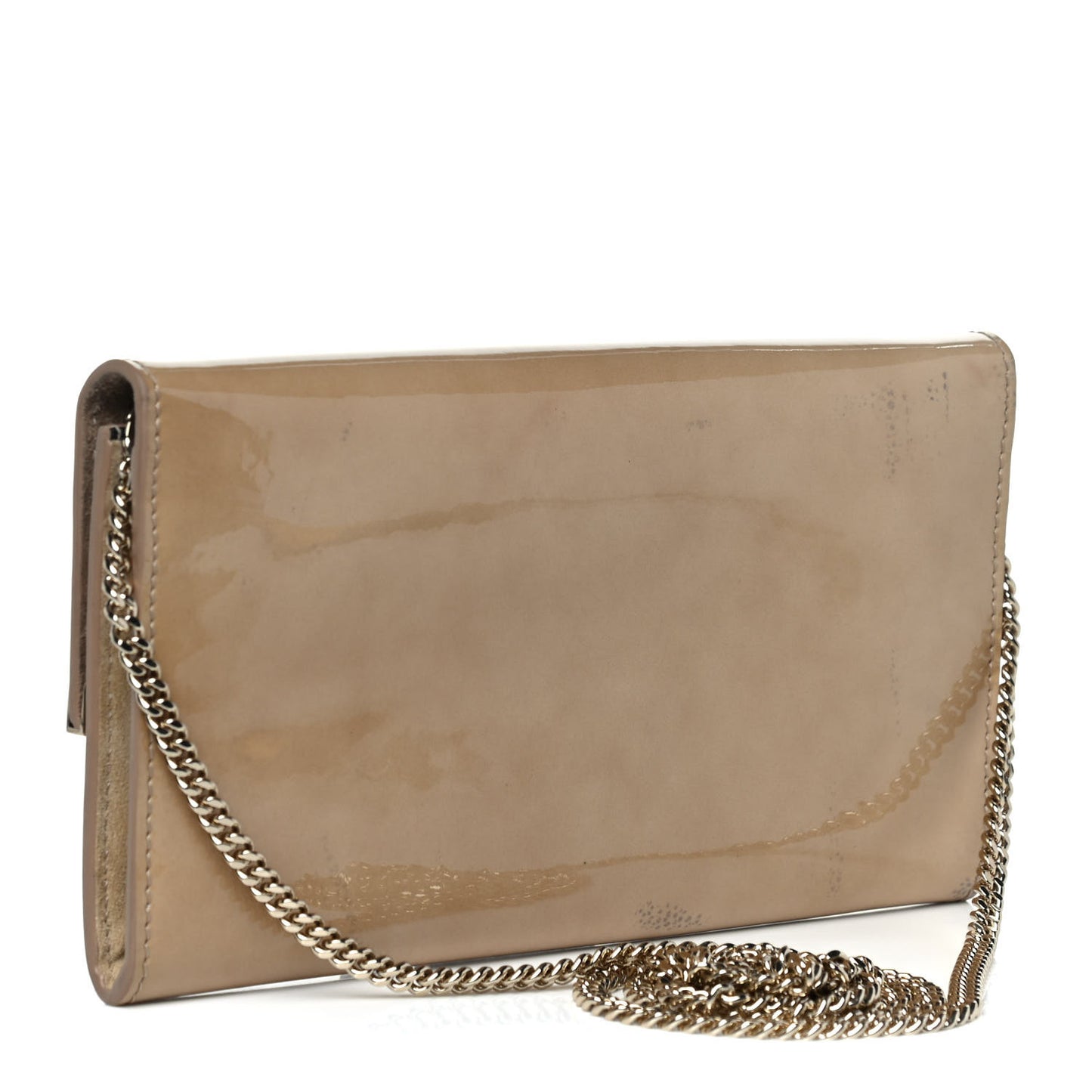 Patent Emmie Clutch Bag Beige
