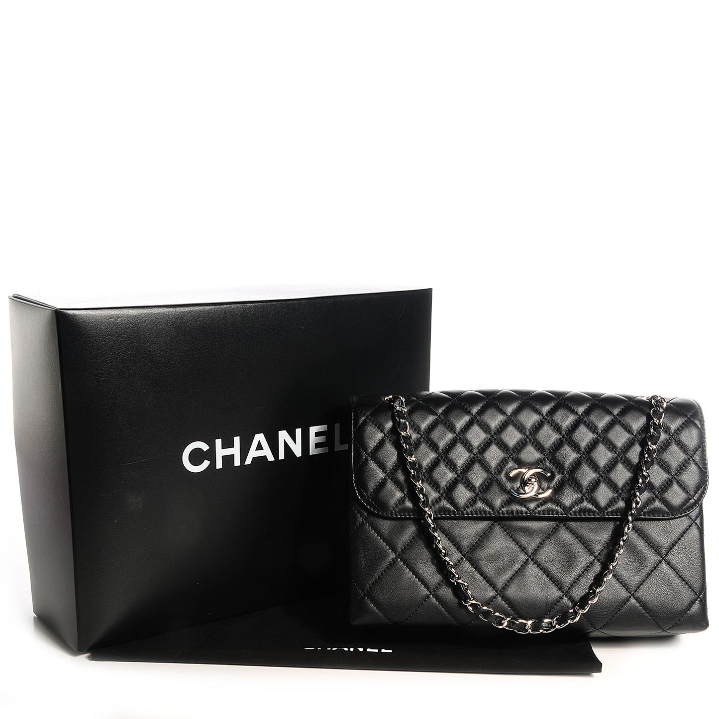 Calfskin Quilted In the Business Flap Bag Black