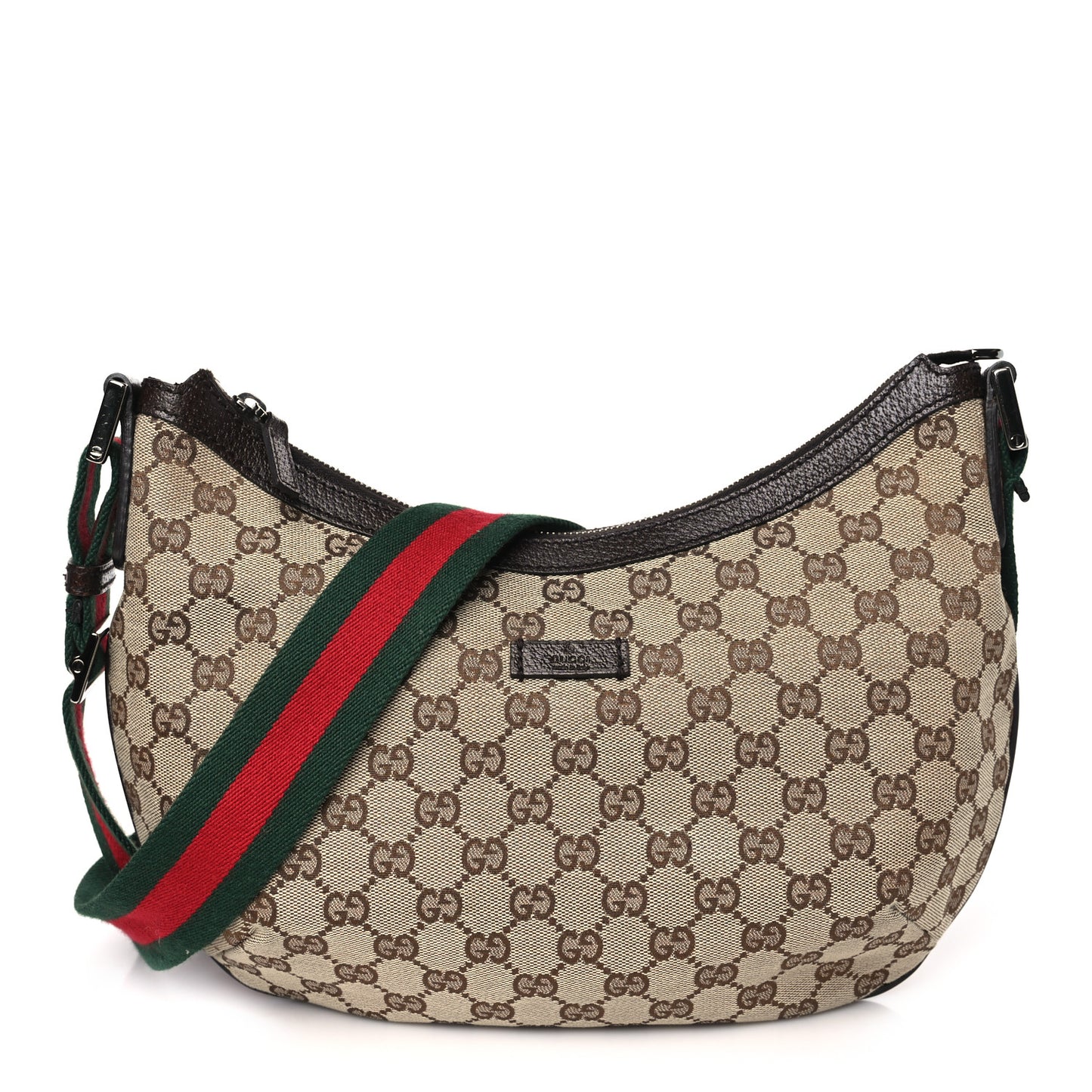 Monogram Web Medium Half Moon Hobo Dark Brown