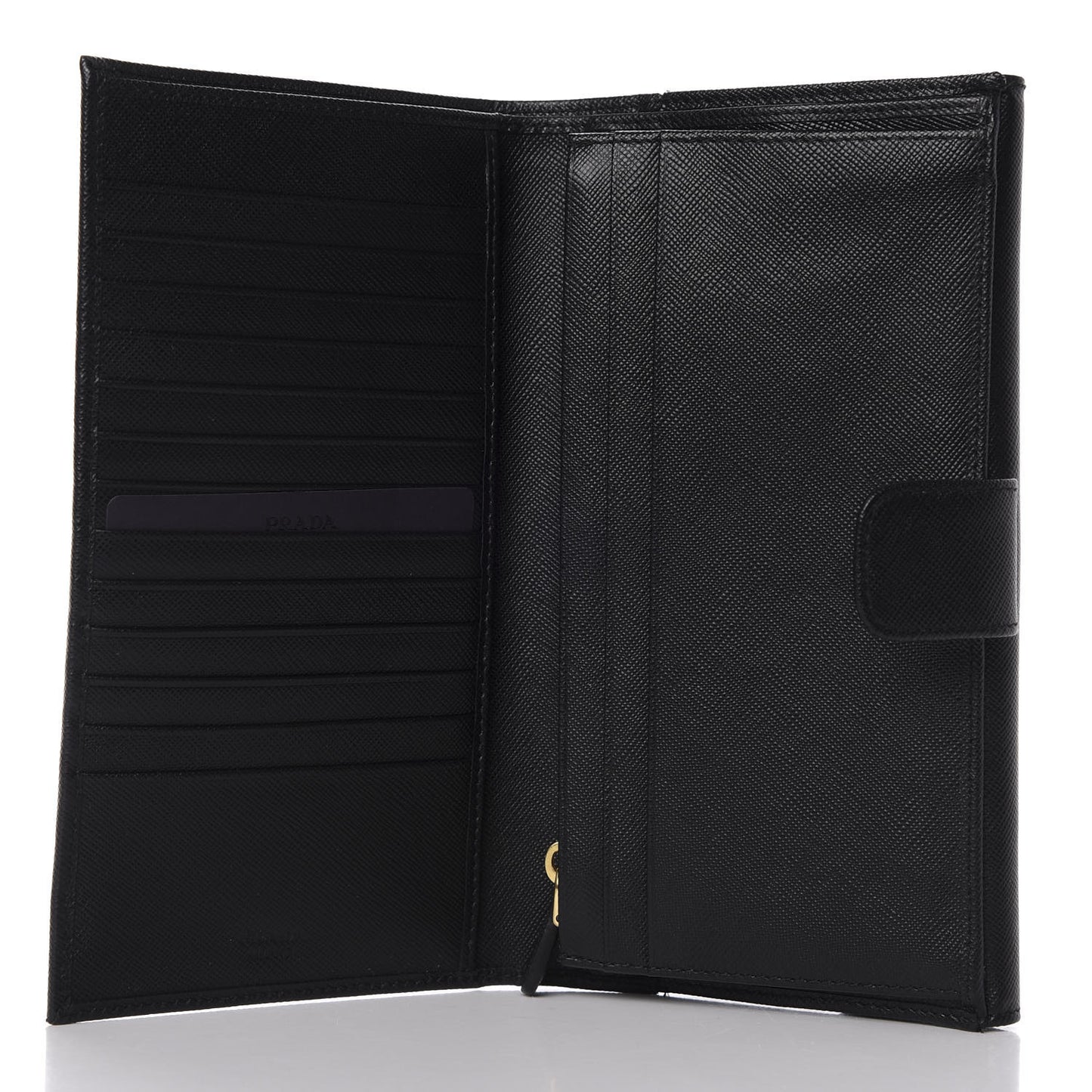 Saffiano Metal Continental Flap Wallet Black