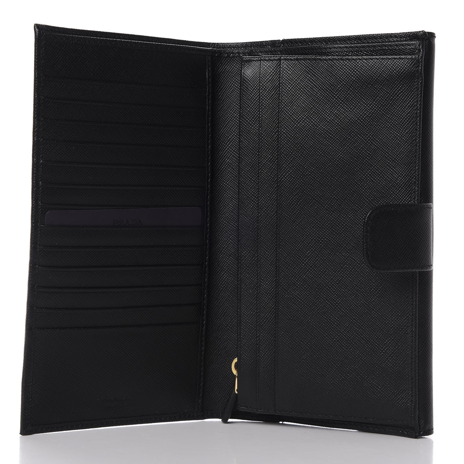 Prada Saffiano Metal Continental Flap Wallet Black 5 of 8