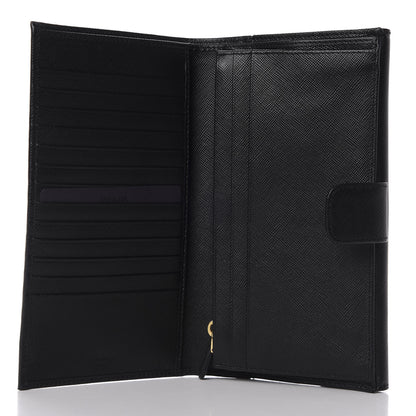 Prada Saffiano Metal Continental Flap Wallet Black 5 of 8