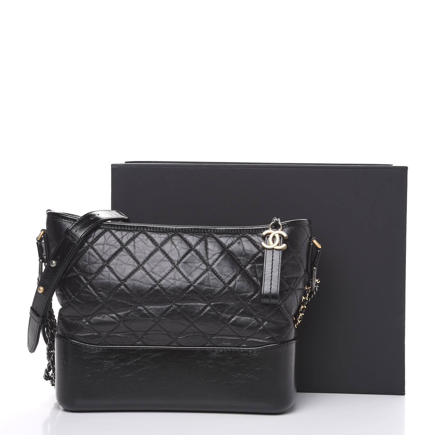 Chanel Aged Calfskin Quilted Medium Gabrielle Hobo Black 9 of 9