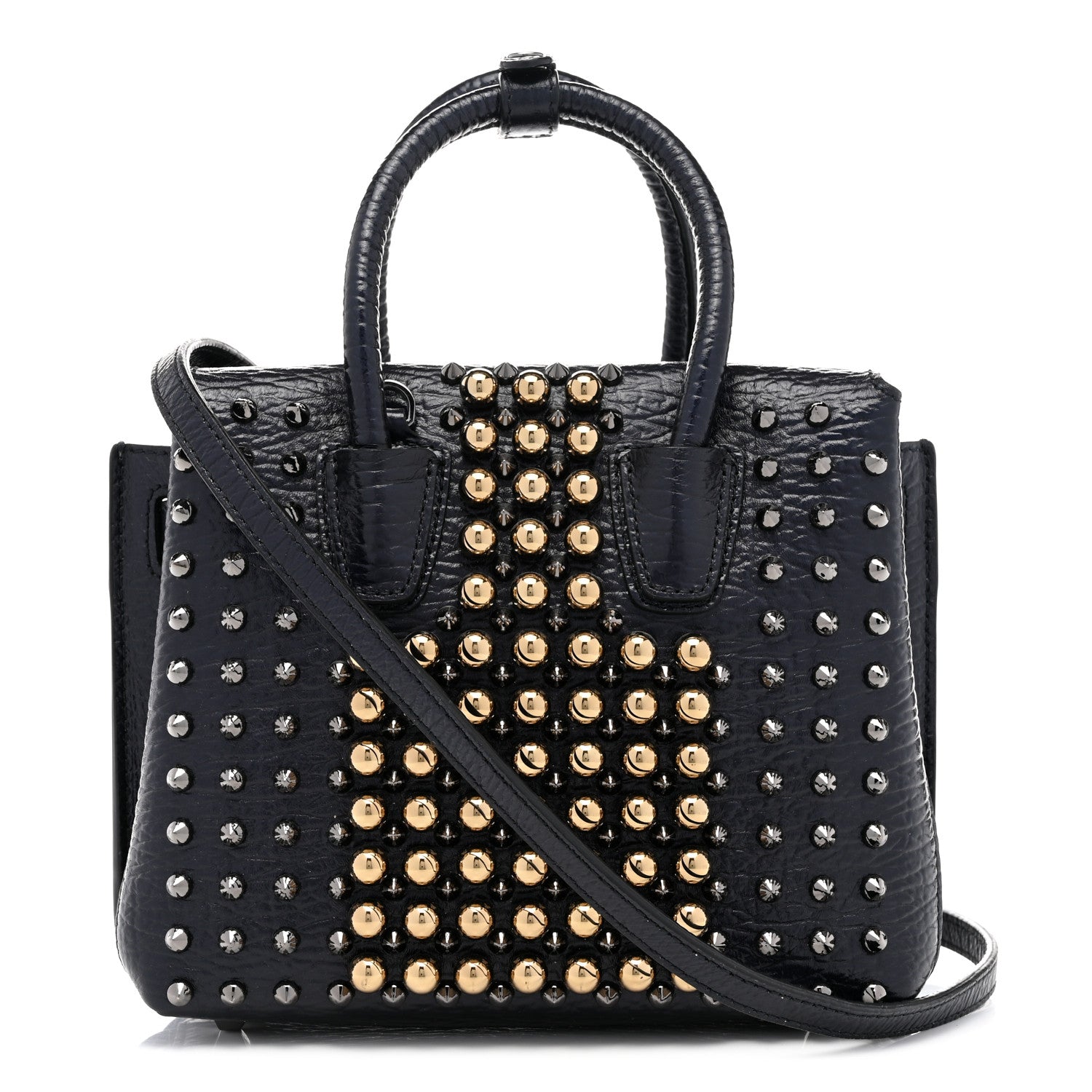 MCM Calfskin Studded Mini Milla Tote Blue 1 of 8