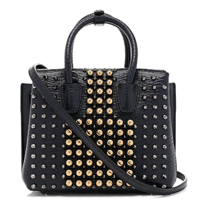 MCM Calfskin Studded Mini Milla Tote Blue 1 of 8