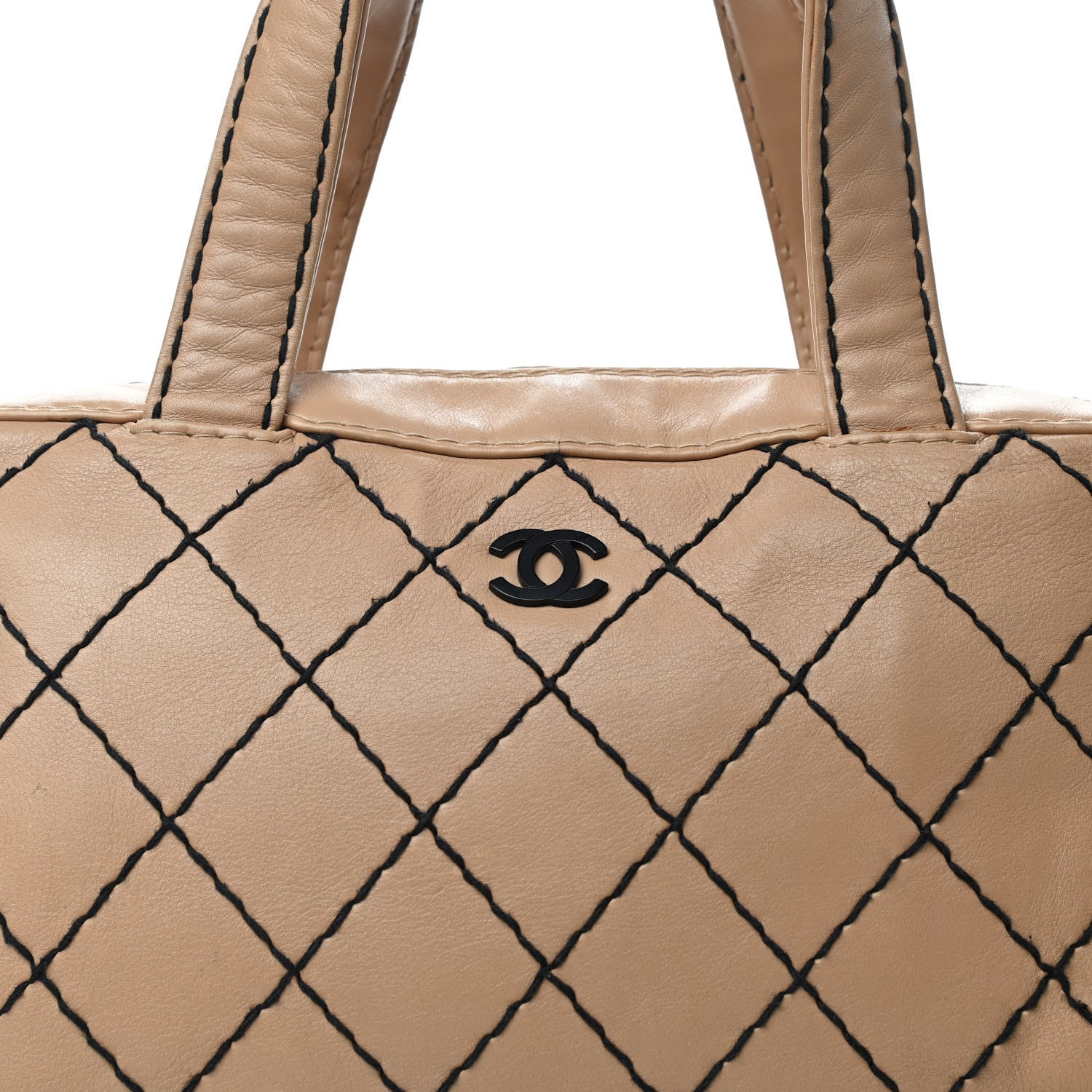 Chanel Calfskin Contrast Stitch Surpique Bowler Beige 8 of 19