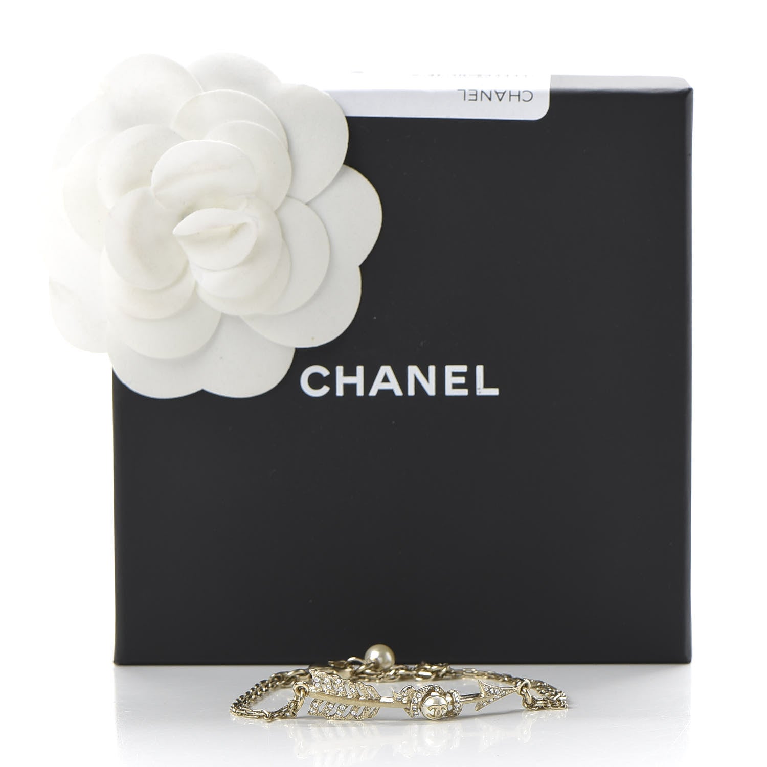 Chanel Crystal Pearl CC Arrow Bracelet Gold 6 of 6