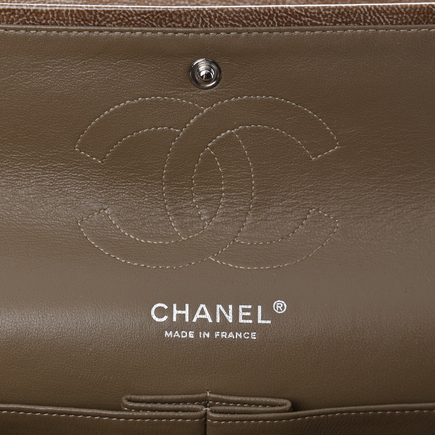 Chanel Crinkled Patent Quilted Medium Double Flap Brown 6 of 9