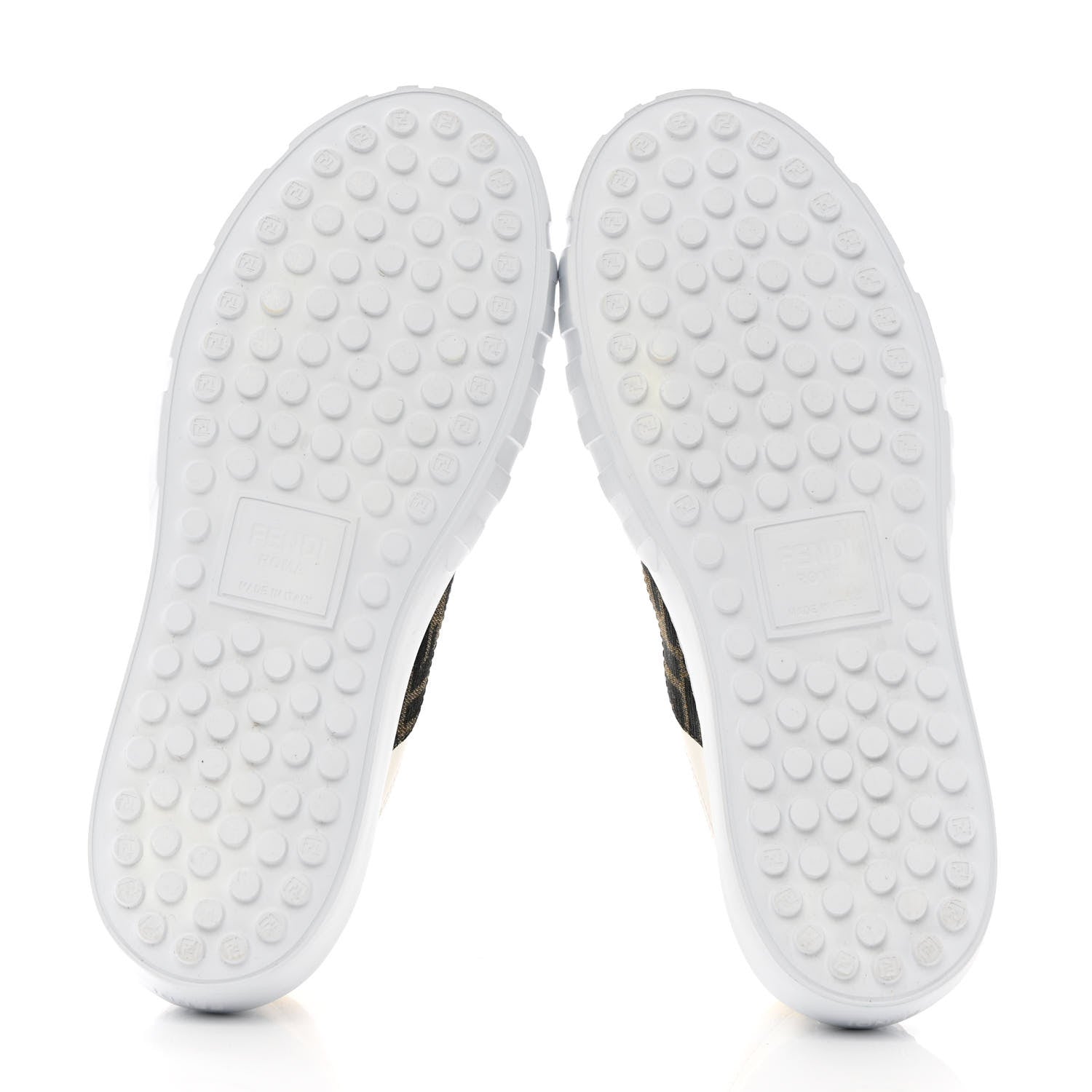 Fendi Fabric Jacquard Vitello Technical Fabric FF Womens Fendi Force Low Top Sneakers 38 Tobacco Black Ultrawhite White 5 of 12