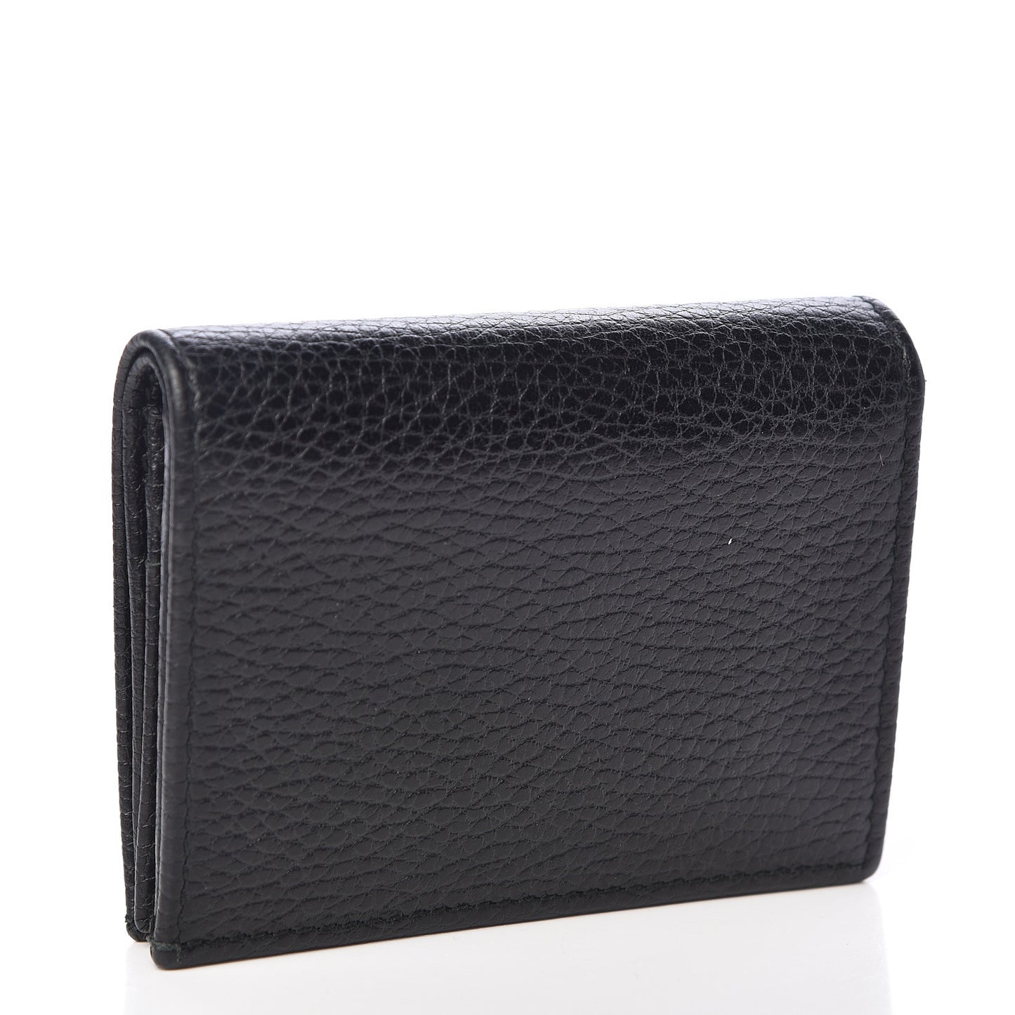 Pebbled Calfskin GG Marmont Card Case Black
