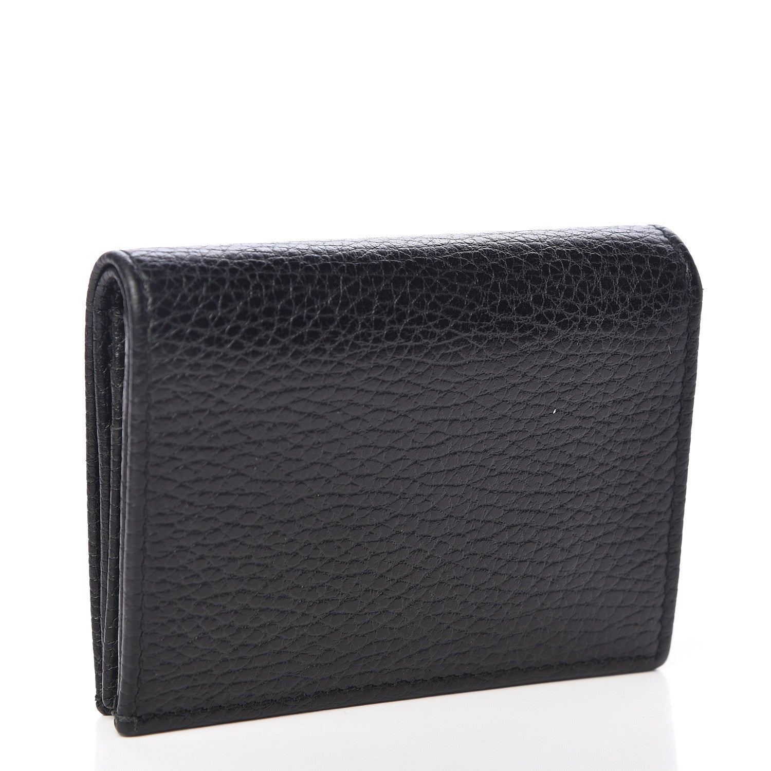 Gucci Pebbled Calfskin GG Marmont Card Case Black 3 of 8