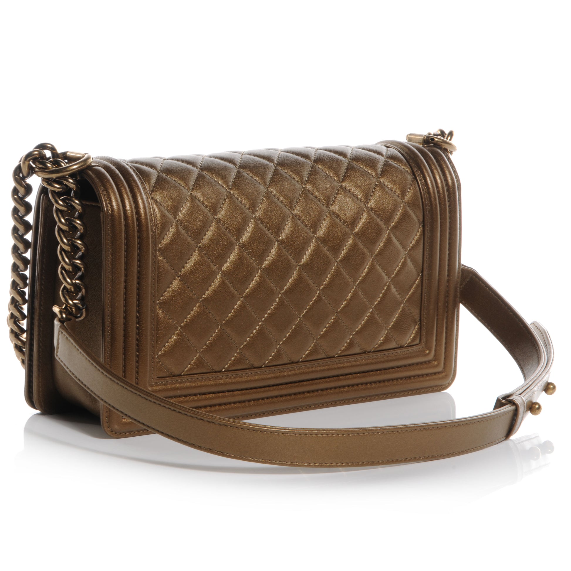 Chanel Lambskin Quilted Medium Boy Flap Dark Gold 3 of 8