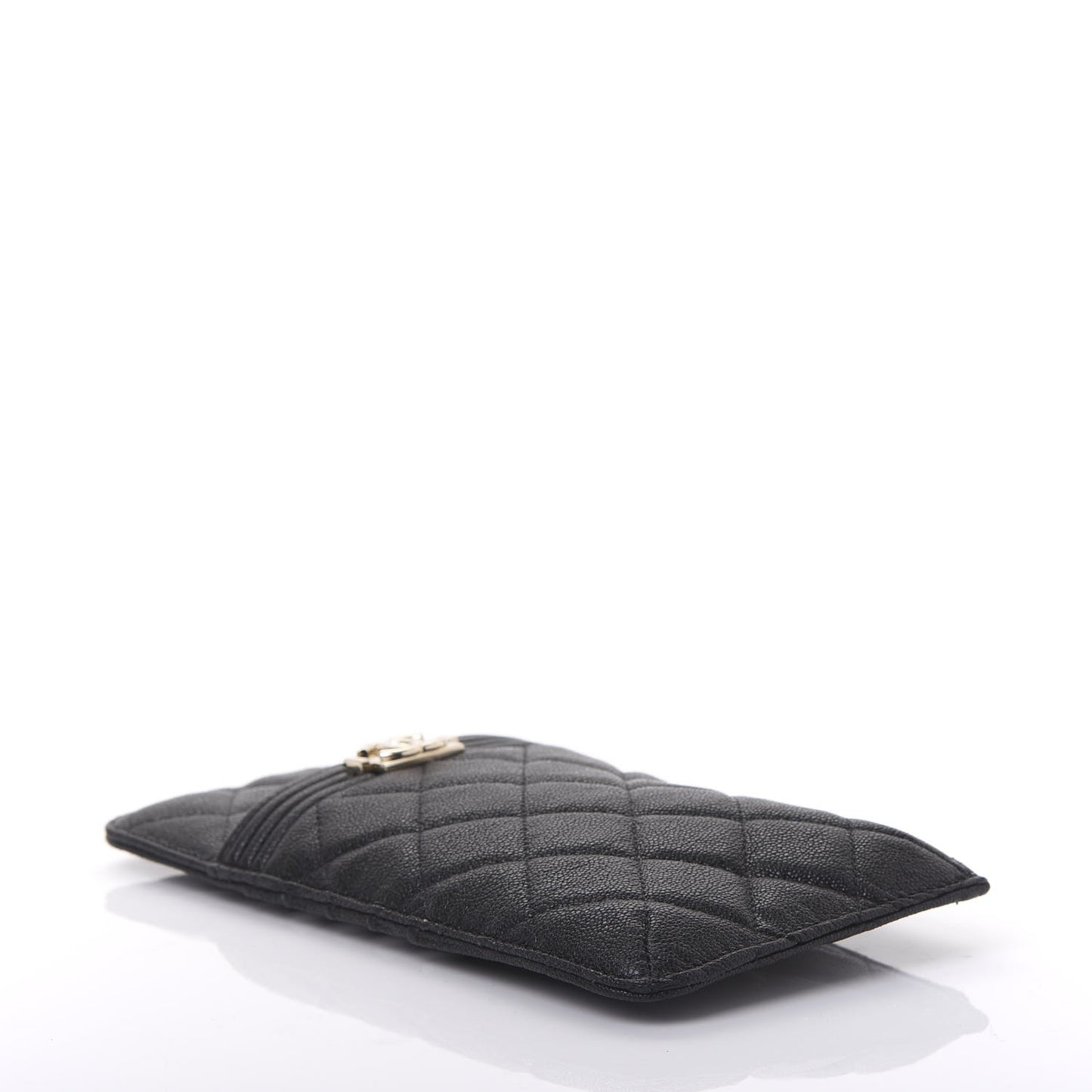 Caviar Quilted Boy Flat Wallet Pouch Black