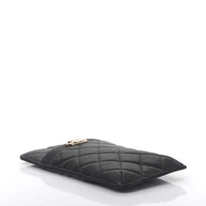 Chanel Caviar Quilted Boy Flat Wallet Pouch Black 4 of 11
