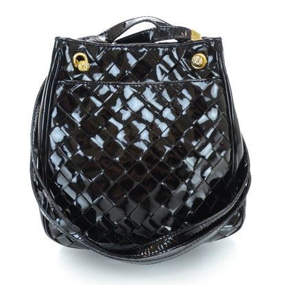 Bottega Veneta Vintage Patent Woven Shoulder Bag Black 3 of 9