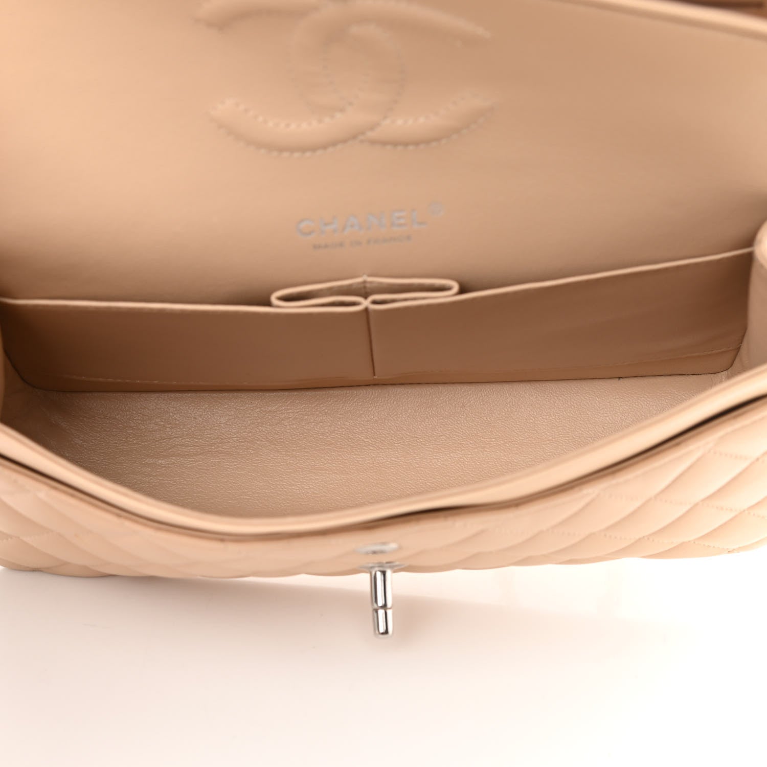 Chanel Lambskin Quilted Medium Double Flap Beige 4 of 15