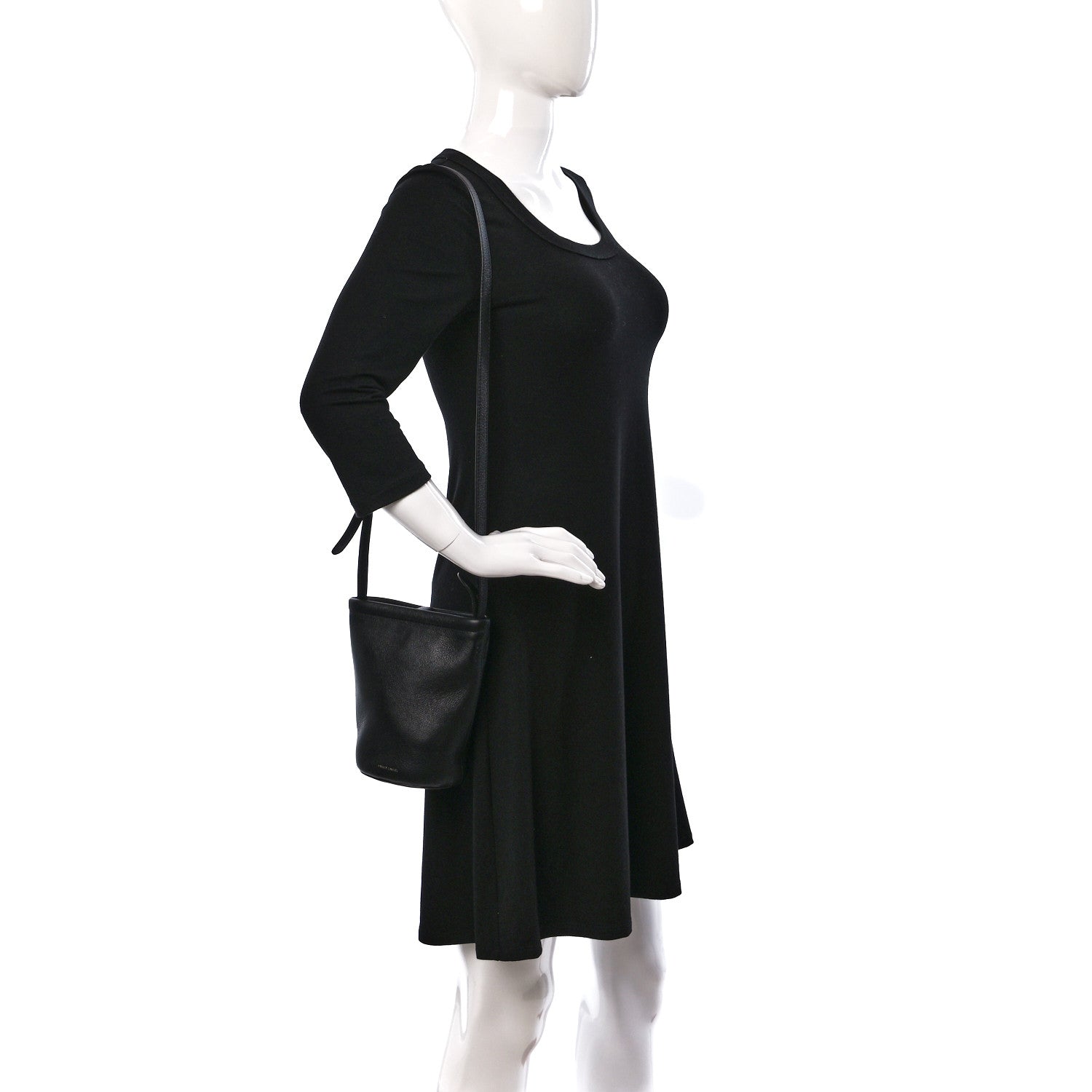 Mansur Gavriel Pebbled Calfskin Mini Zip Bucket Bag Black 2 of 10
