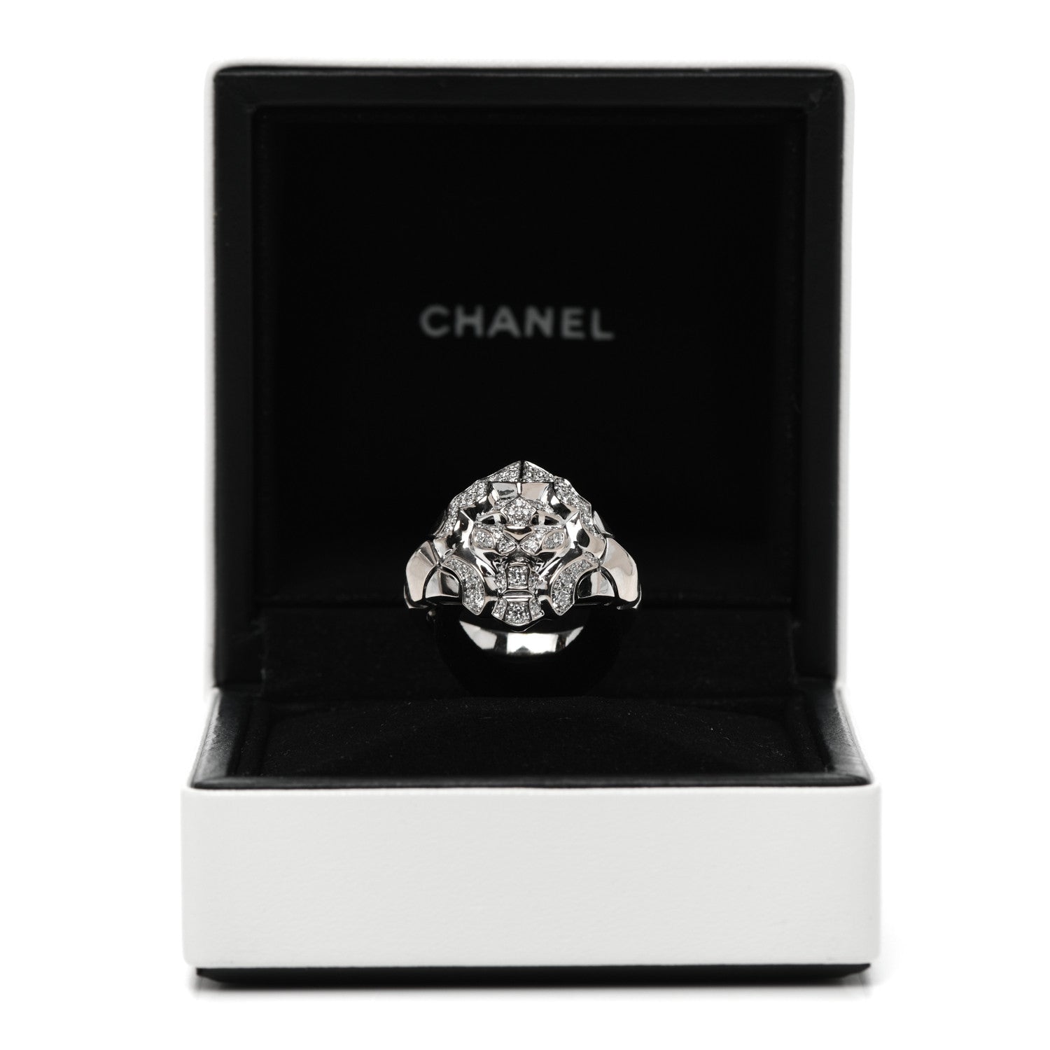Chanel 18K White Gold Diamond Sous Le Signe Du Lion Ring 54 7 11 of 16