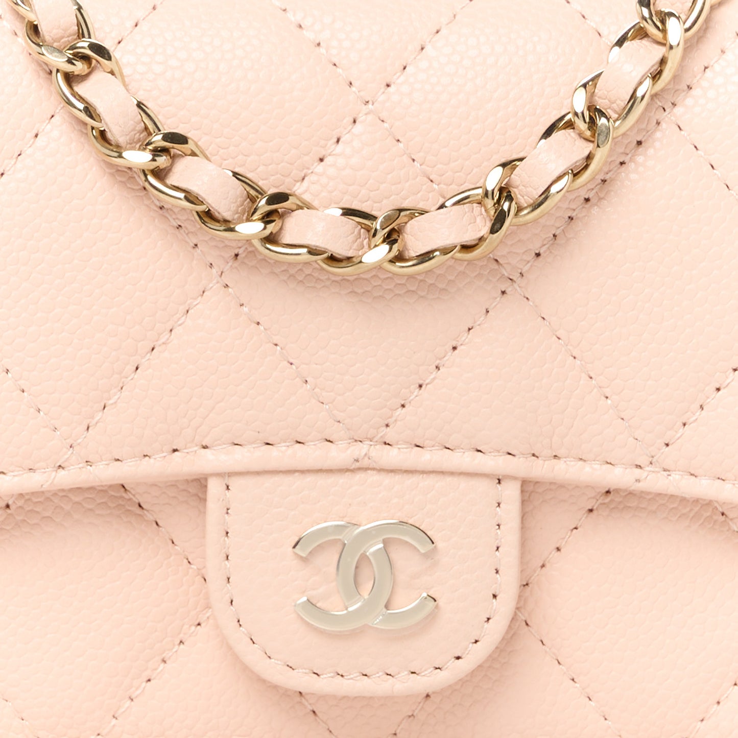Caviar Quilted Mini Chain Bag Beige