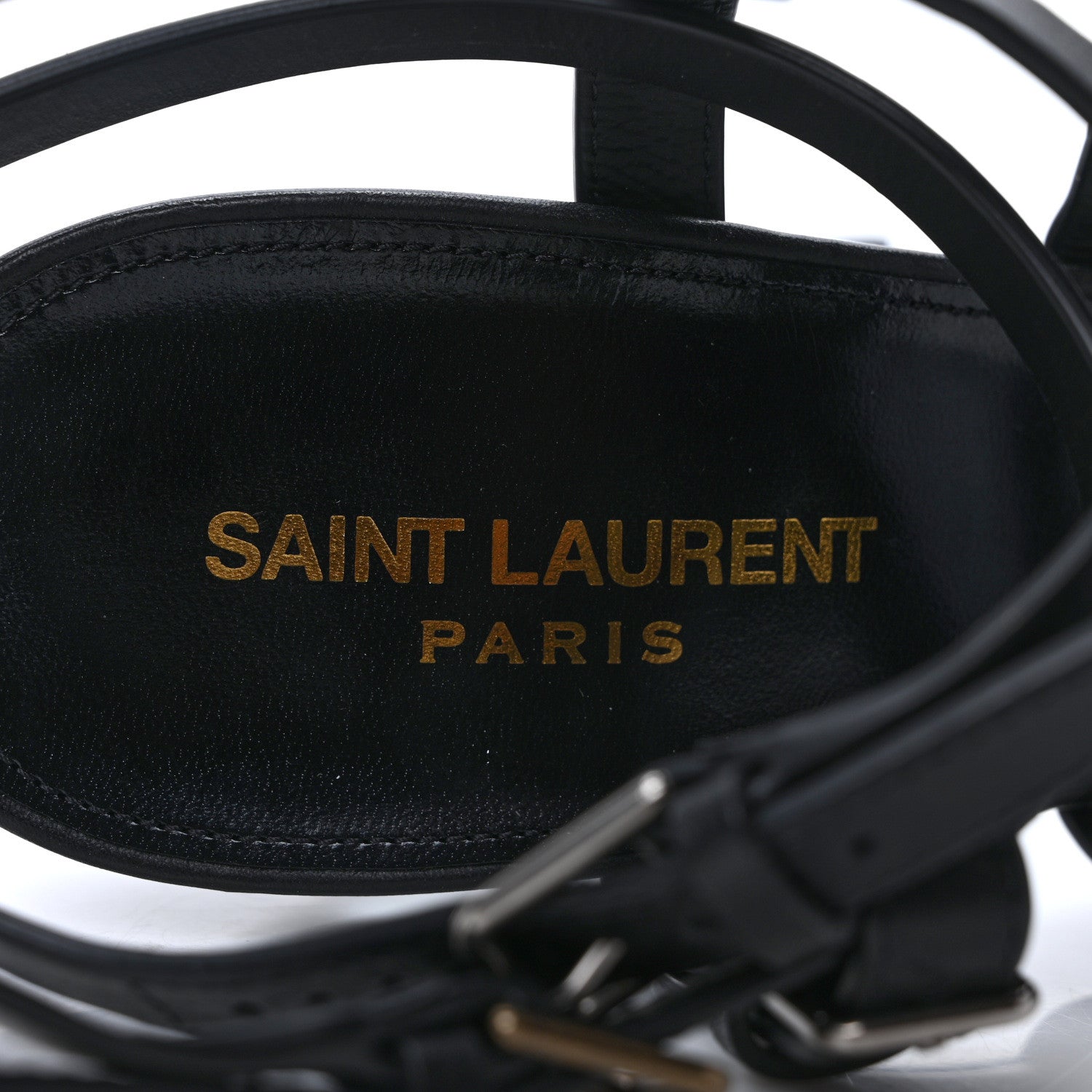 Saint Laurent Calfskin 105 Platz Platform Sandals 41 Black 7 of 8