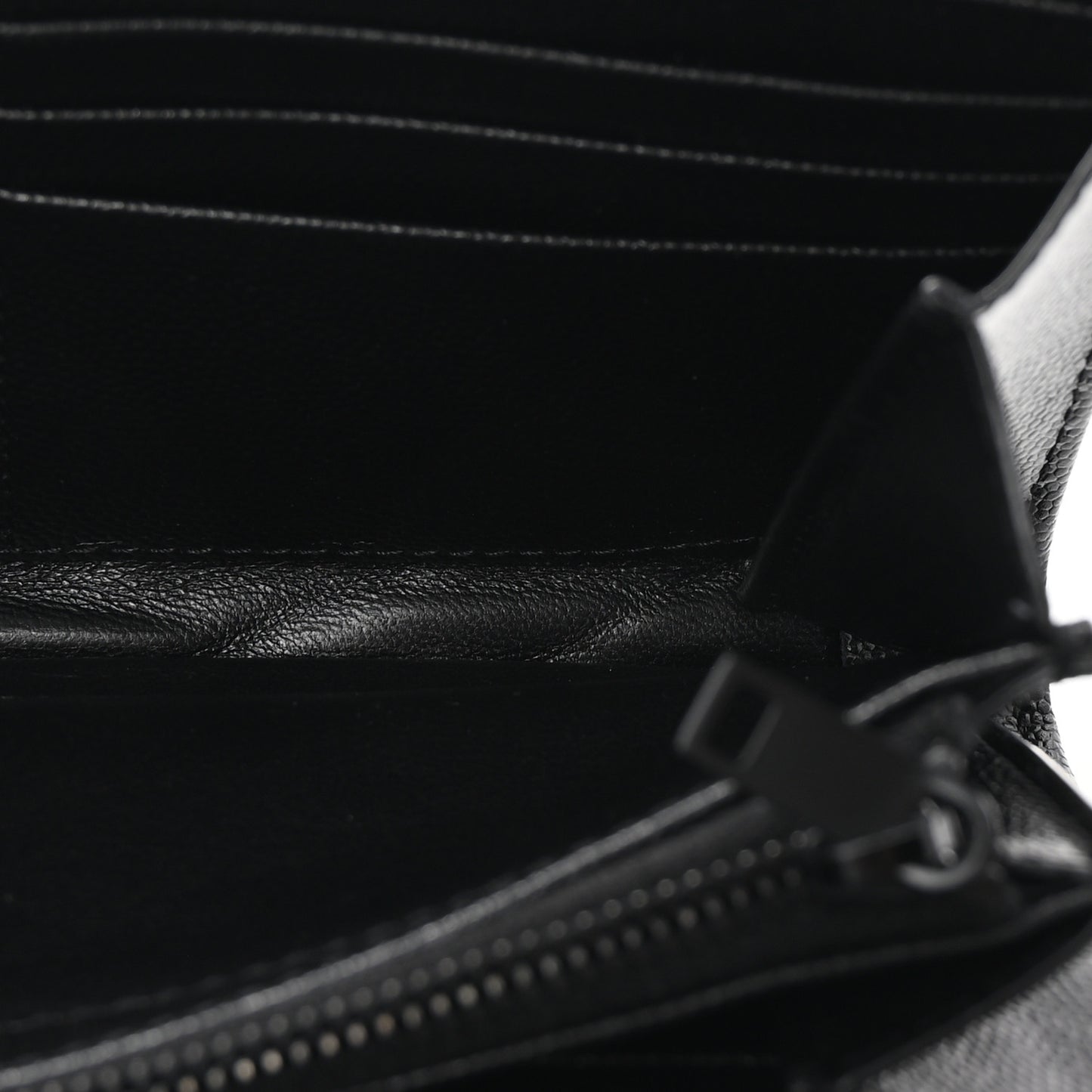 Grain De Poudre Matelasse Chevron Monogram Flap Wallet Black