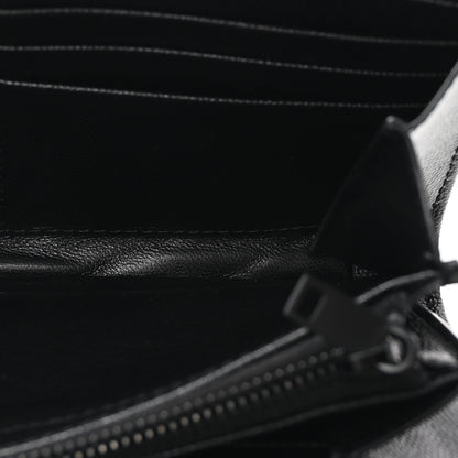 Saint Laurent Grain De Poudre Matelasse Chevron Monogram Flap Wallet Black 5 of 6
