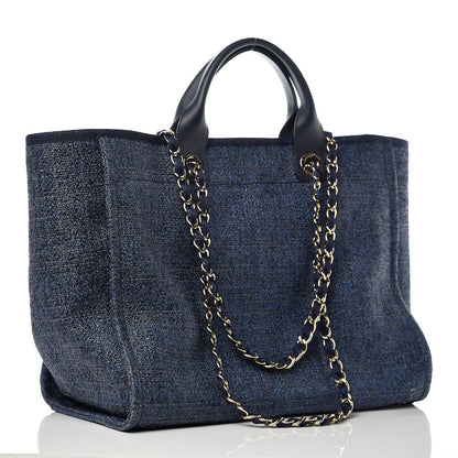 Chanel Woven Straw Raffia Large Deauville Tote Dark Blue 4 of 11