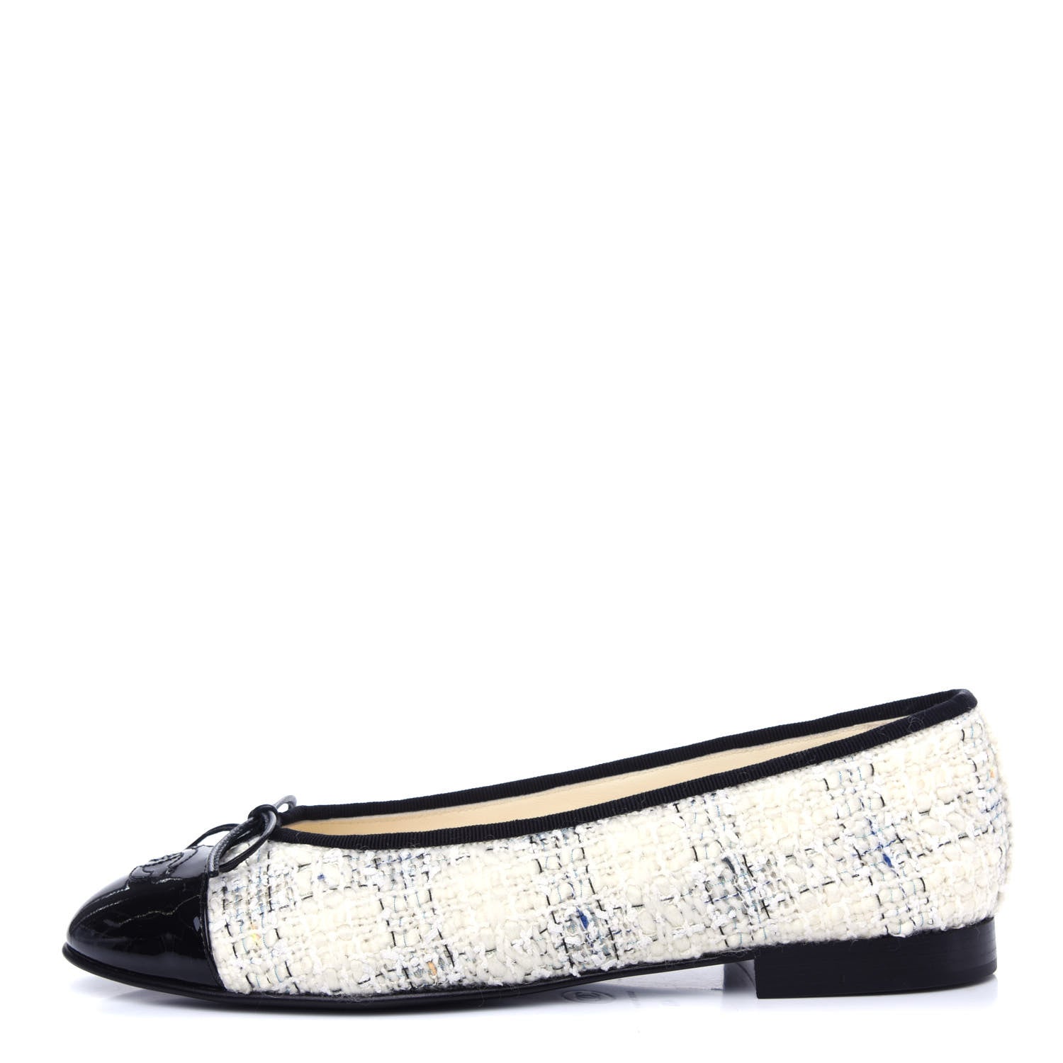 Chanel Tweed Cap Toe Ballerina Flats 40 White Black 1 of 11