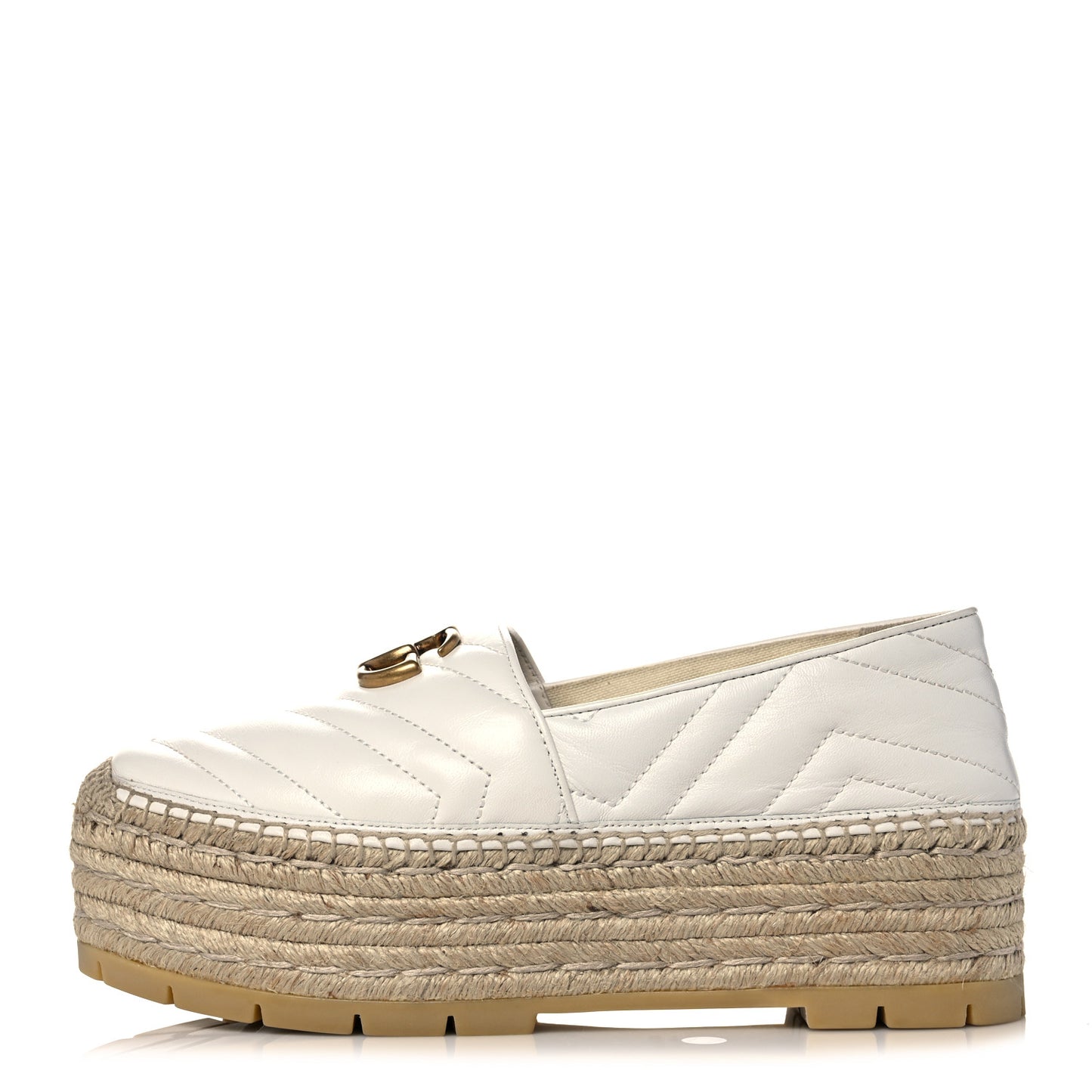 Nappa Matelasse GG Marmont Platform Espadrilles 38 Great White