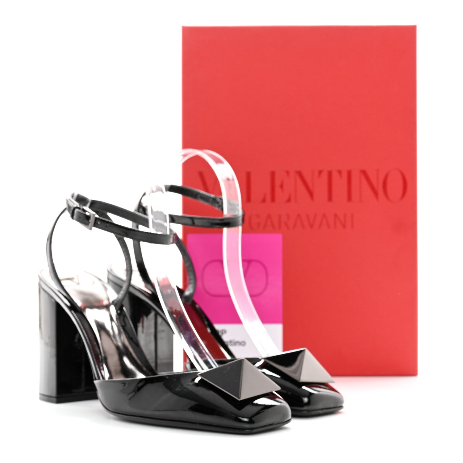 Valentino Garavani Patent Tonal One Stud Ankle Strap 90mm Block Heel Pumps 39 Black 11 of 11