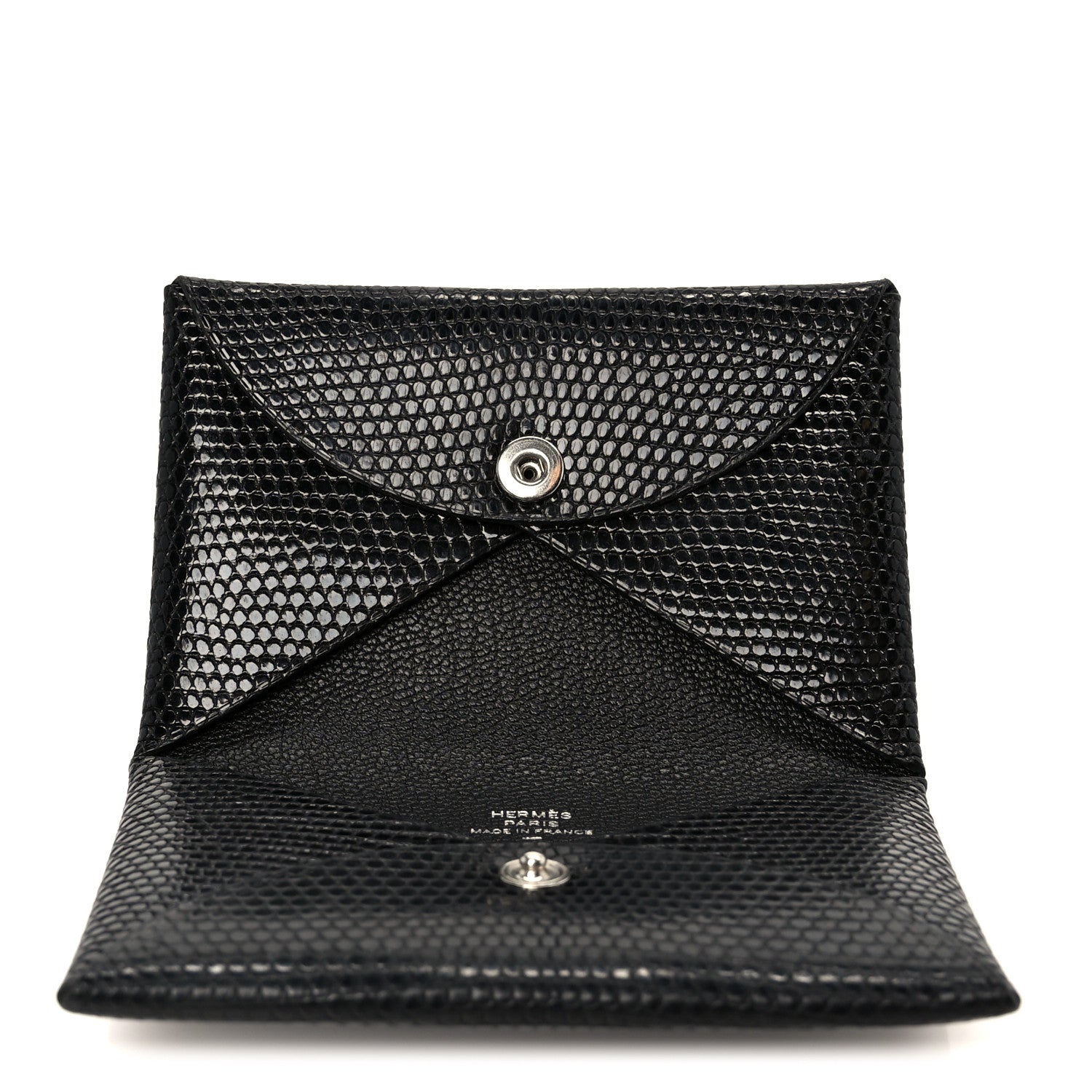 Hermes Lizard Calvi Card Case Black 5 of 7