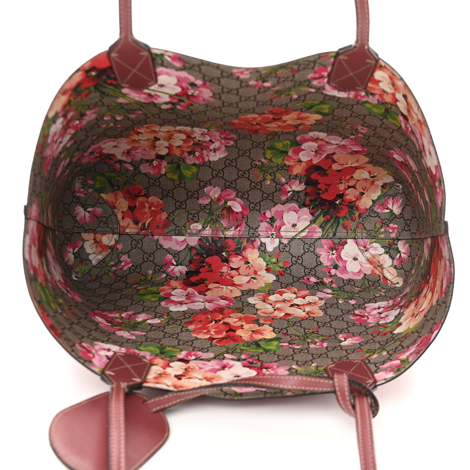 Gucci GG Supreme Monogram Blooms Medium Reversible Tote Beige Multicolor Dry Rose 8 of 24