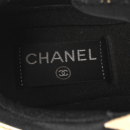 Chanel Satin Lambskin Fabric Tweed CC Sneakers 36 Gold Black 7 of 7
