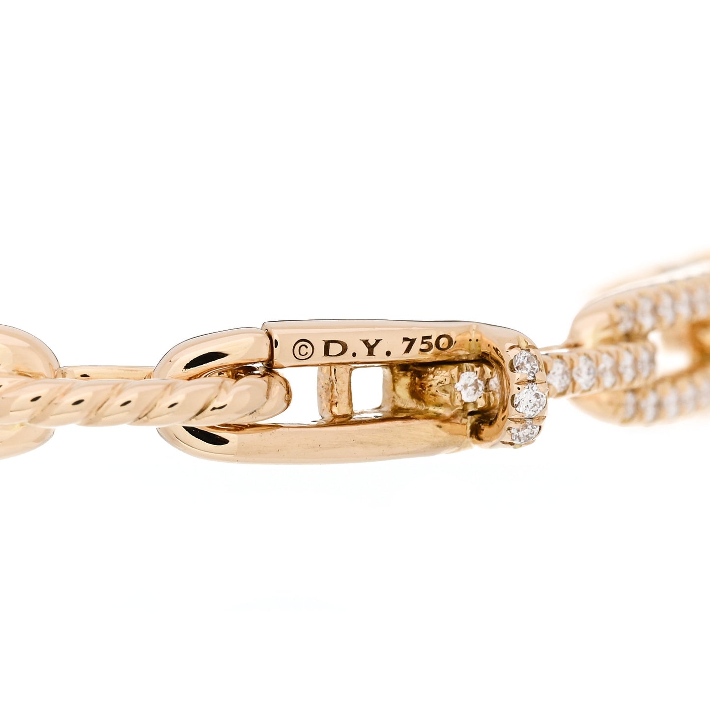 18K Yellow Gold Diamond 4mm Stax Chain Link Bracelet