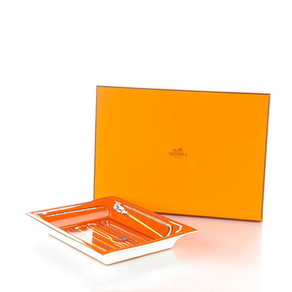 Hermes Porcelain Les Cannes Change Tray Orange 4 of 4