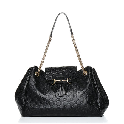 Gucci Guccissima Medium Emily Shoulder Bag Black 1 of 7