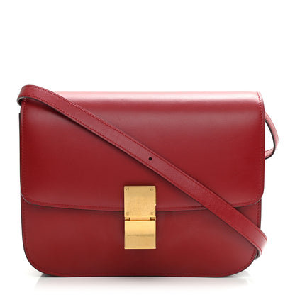 Celine Box Calfskin Medium Classic Box Flap Bag Red 1 of 8