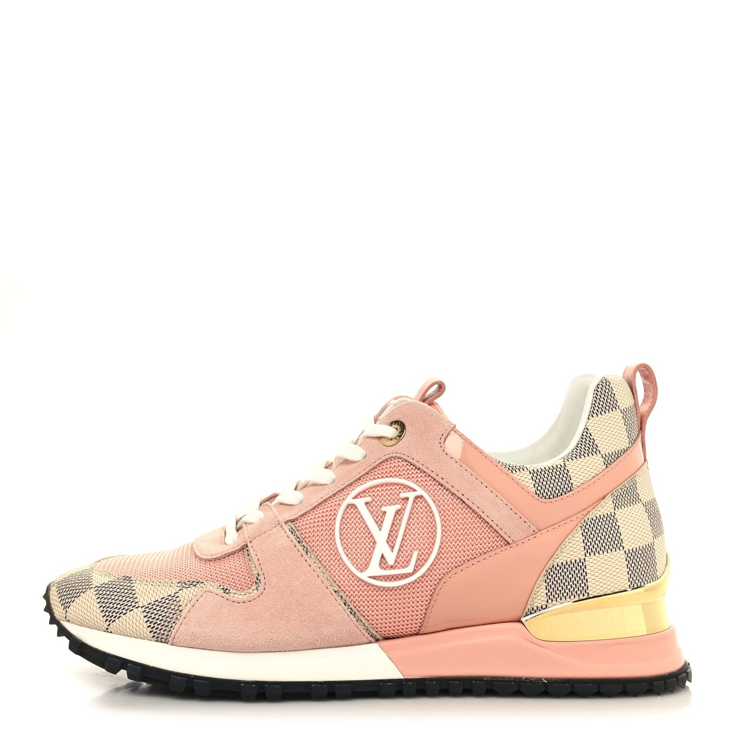 Louis Vuitton Suede Damier Azur Run Away Sneakers 37.5 Pink 1 of 7
