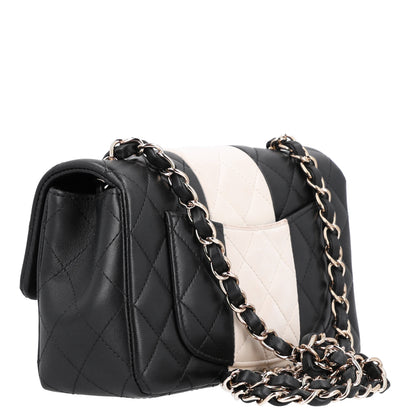 Chanel Lambskin Quilted Mini Rectangular Flap White Black 3 of 10